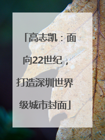 高志凯：面向22世纪，打造深圳世界级城市封面